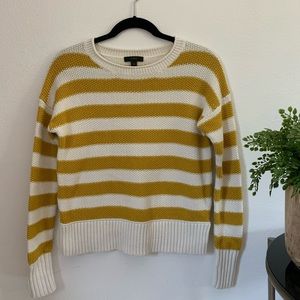 J. Crew yellow & white striped cable-knit sweater